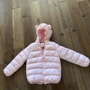 Pink Hooded Puffer Jacket with Ears
